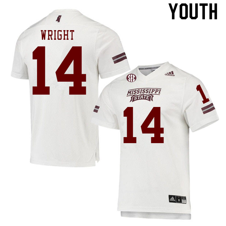 Youth #14 Mike Wright Mississippi State Bulldogs College Football Jerseys Stitched Sale-White
